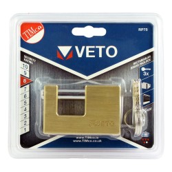 Timco Padlock Brass Rectangular 75mm